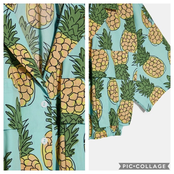 NWT Zara Pineapple Print Crop Top - Picture 3 of 3